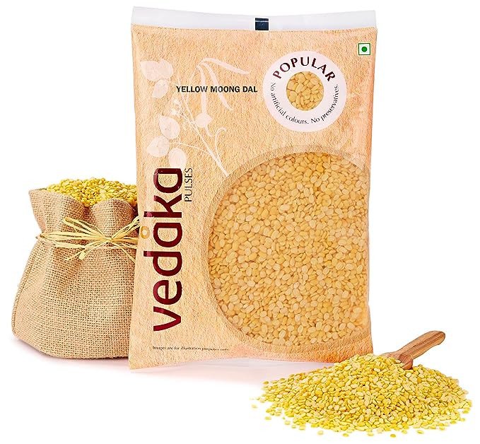 Amazon Brand - Vedaka Popular Yellow Moong Dal, 500 g|Rich in Protein|No Cholesterol|No Additives