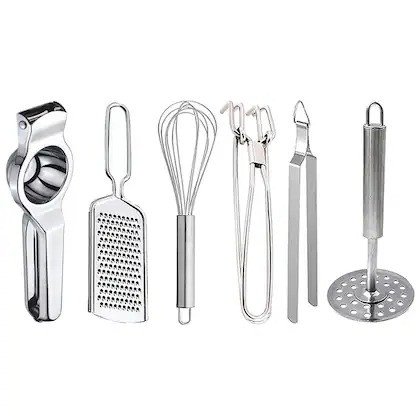 DreamBasket Lemon Squeezer & Grater & Whisk & Pakkad & Chimta & Potato Masher for Kitchen