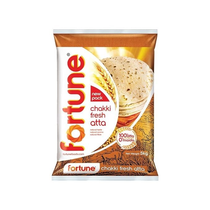 Fortune Chakki Fresh Atta, 5 kg, 100% Atta 0% Maida